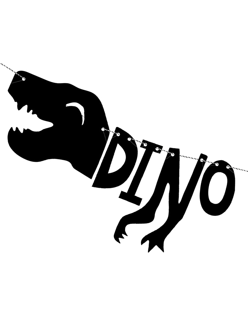 Guirlande en carton squelette dino party noire 90 x 20 cm