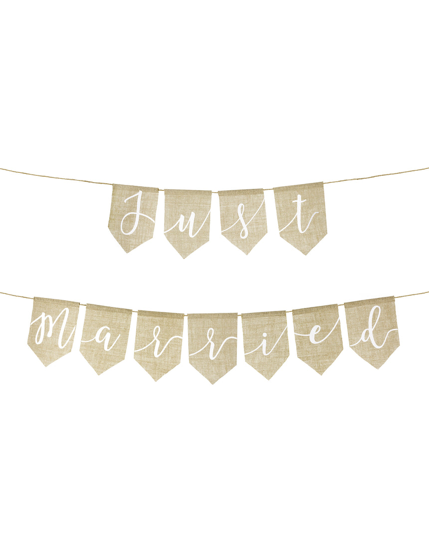 Guirlande en jute just married 185 x 23 cm déco champêtre