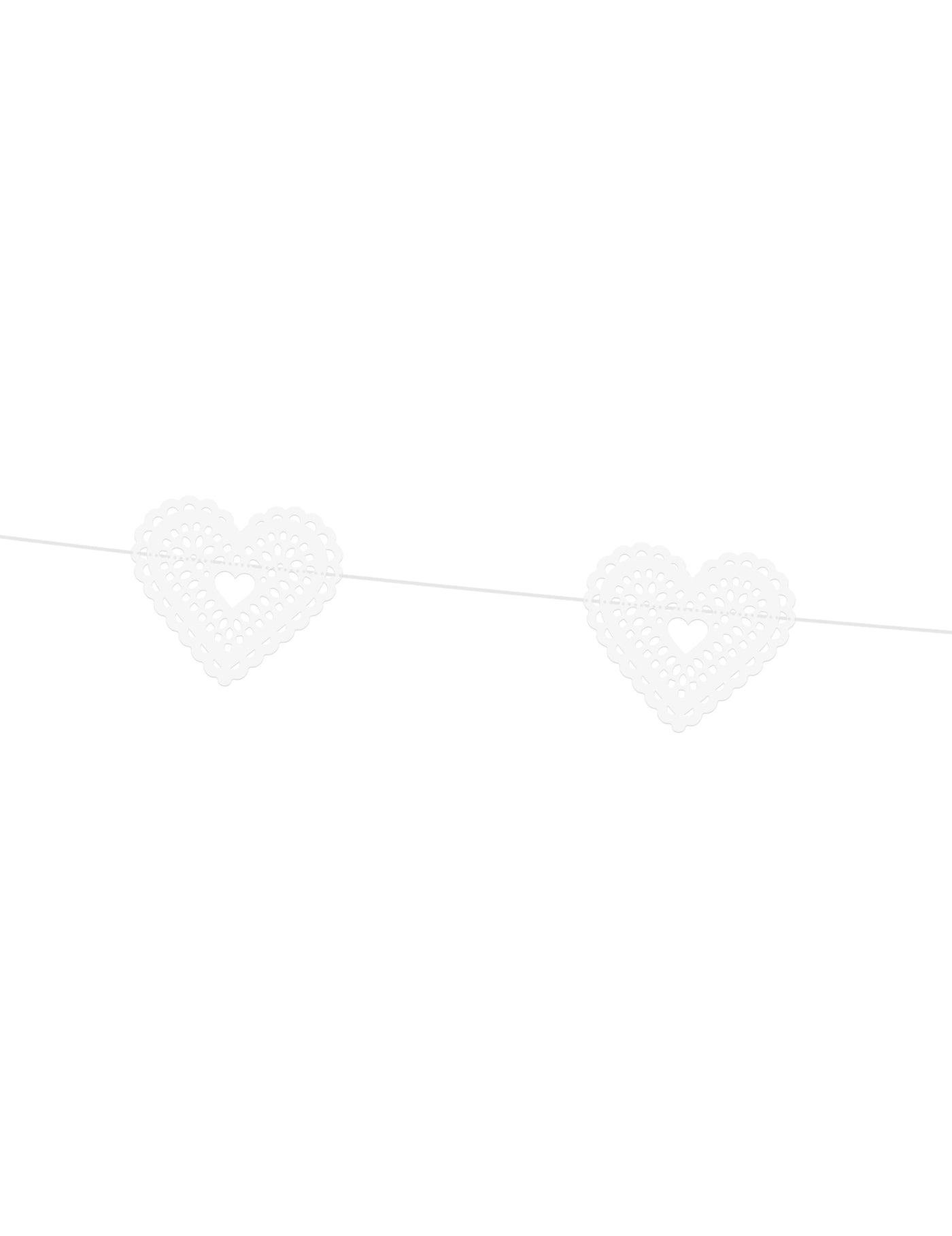 Guirlande en papier c?urs dentelle blanche 8 cm x 1,8 m pour mariage