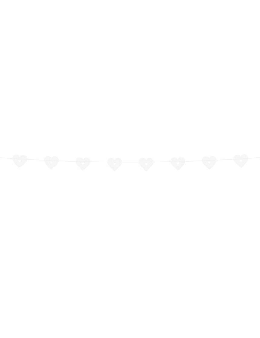 Guirlande en papier c?urs dentelle blanche 8 cm x 1,8 m pour mariage