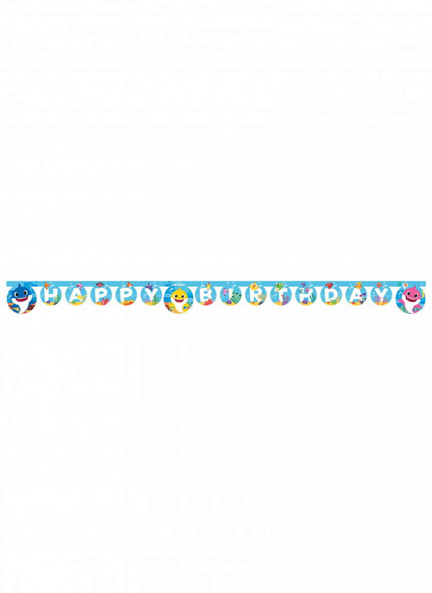 Guirlande en papier Happy Birthday Baby Shark 2 m