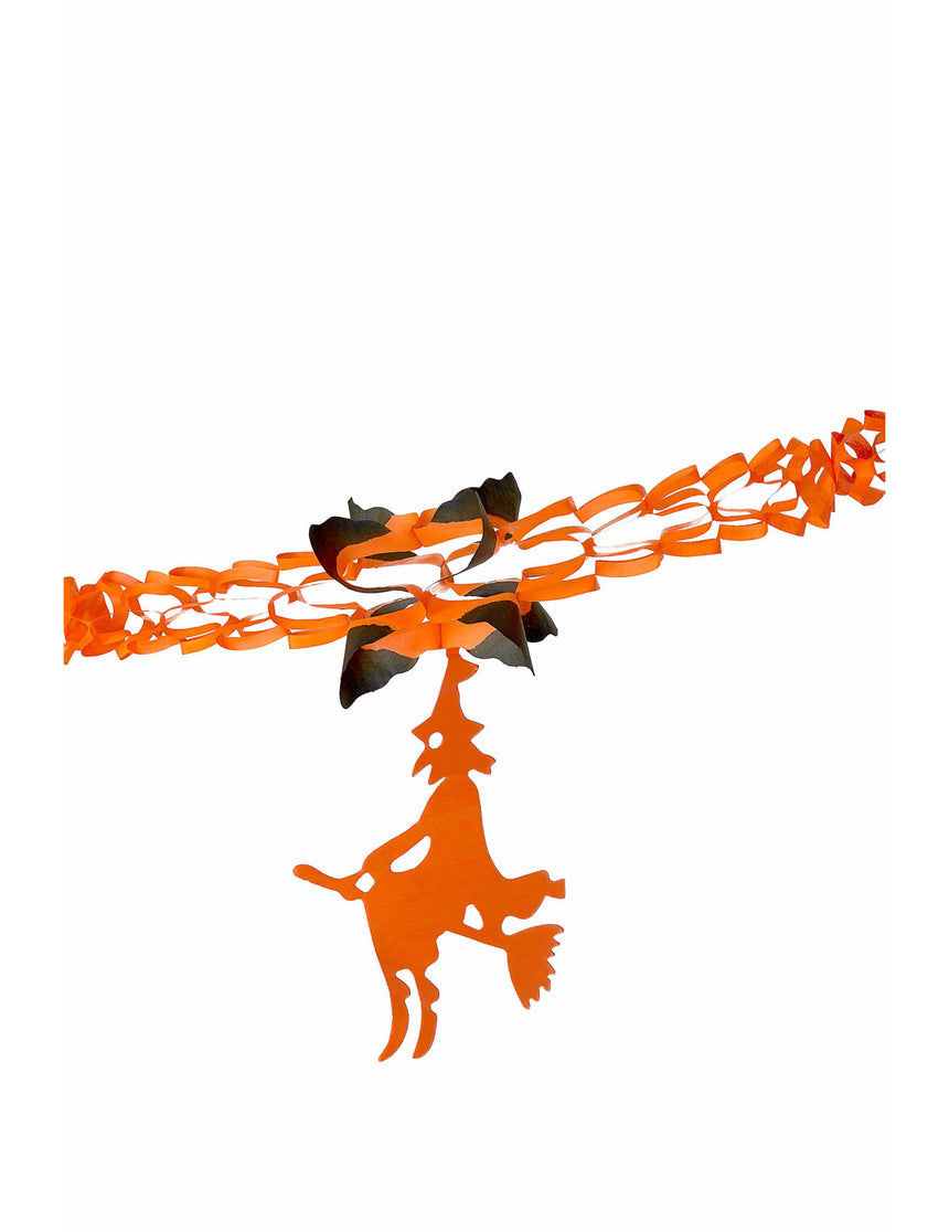 Guirlande en papier sorcière orange et noire Halloween 240 cm