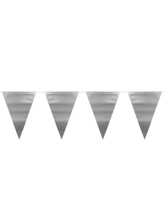 Guirlande fanions argenté métallique 6 m