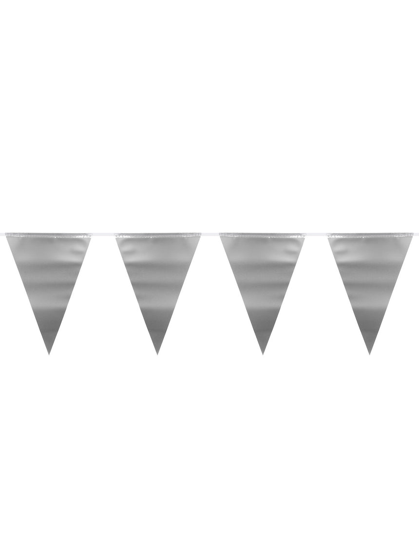 Guirlande fanions argenté métallique 6 m