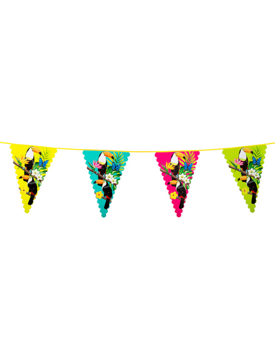 Guirlande fanions en plastique toucan 45 x 30 cm 6 m
