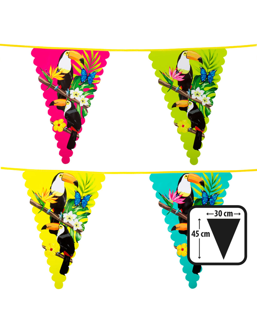 Guirlande fanions en plastique toucan 45 x 30 cm 6 m