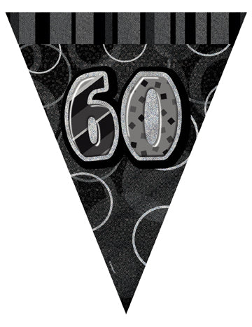 Guirlande Fanions gris Age 60 ans