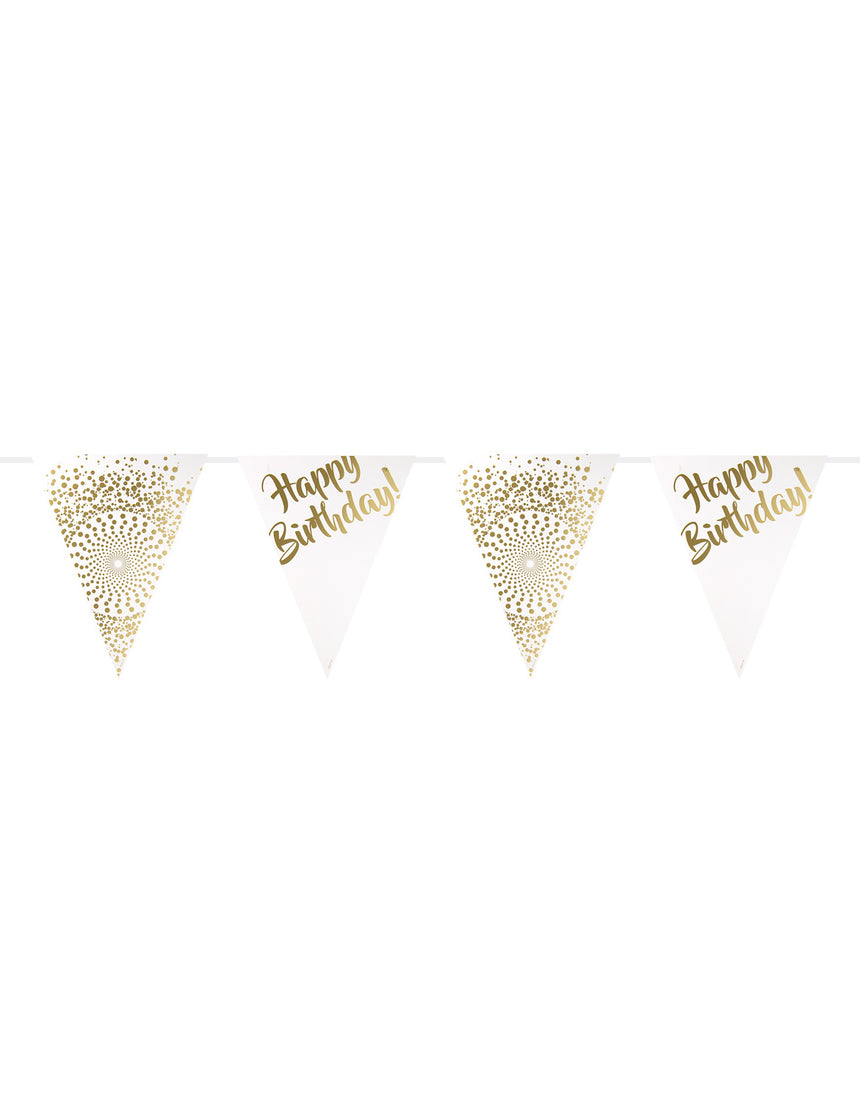 Guirlande fanions happy birthday dorée luxe 6 m