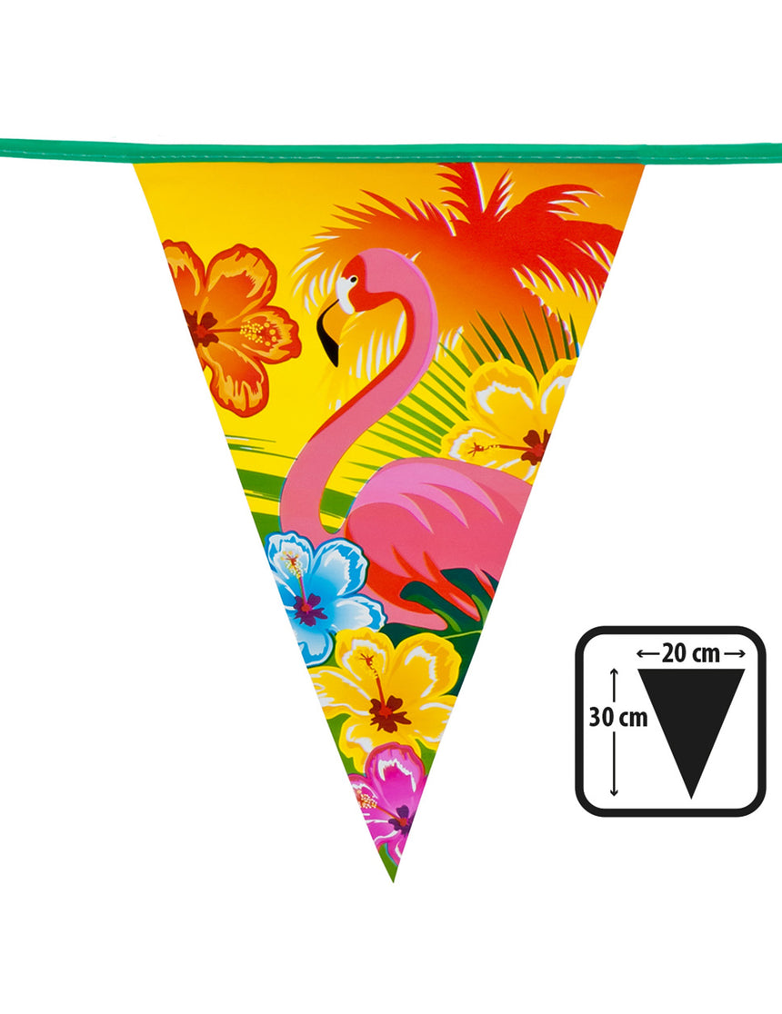 Guirlande fanions Hawaï flamant rose