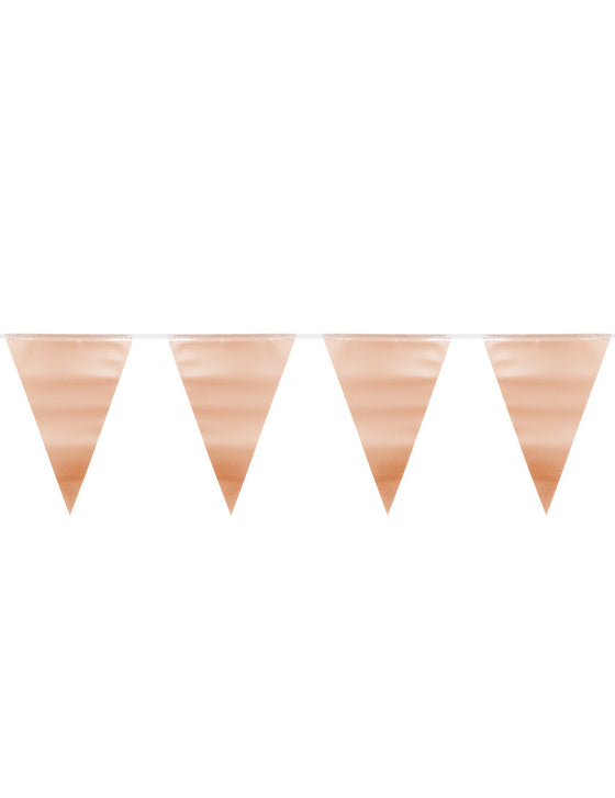 Guirlande fanions rose gold métallique 6 m