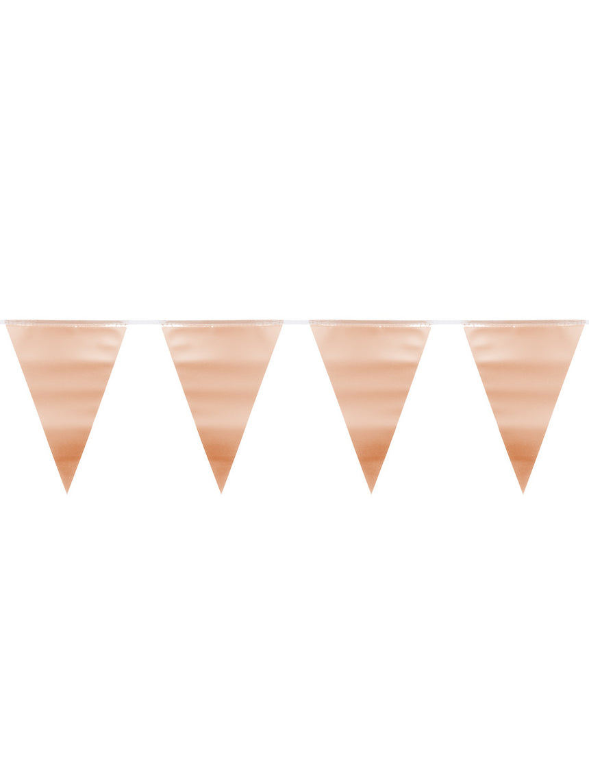 Guirlande fanions rose gold métallique 6 m