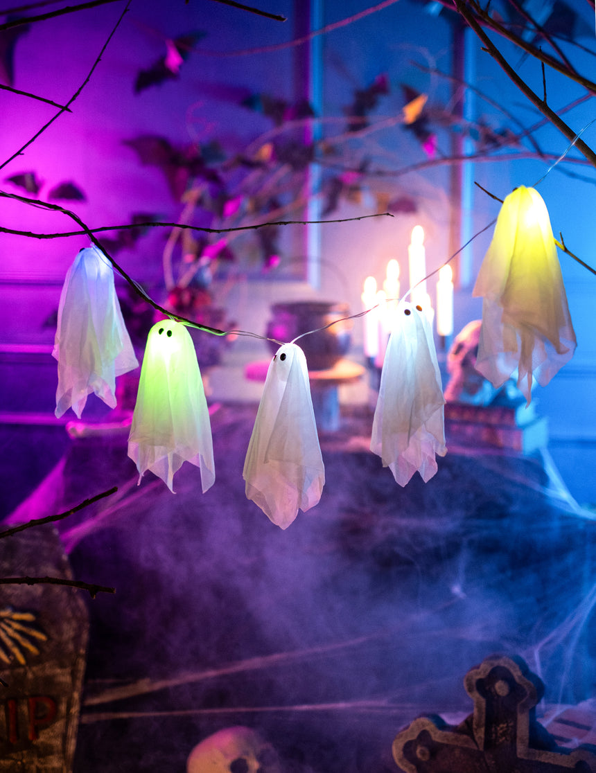 Guirlande fantômes lumineux Halloween 150 cm