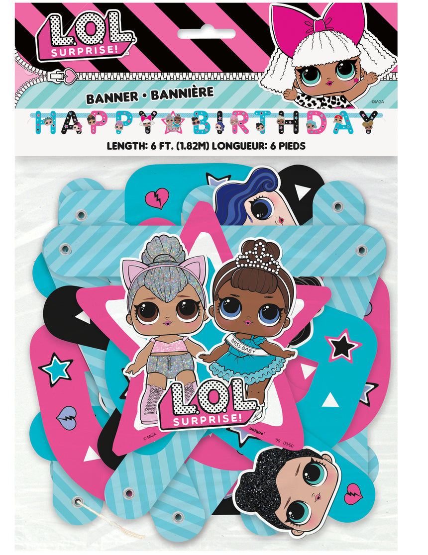 Guirlande Happy Birthday en carton LOL Surprise 1,69 m