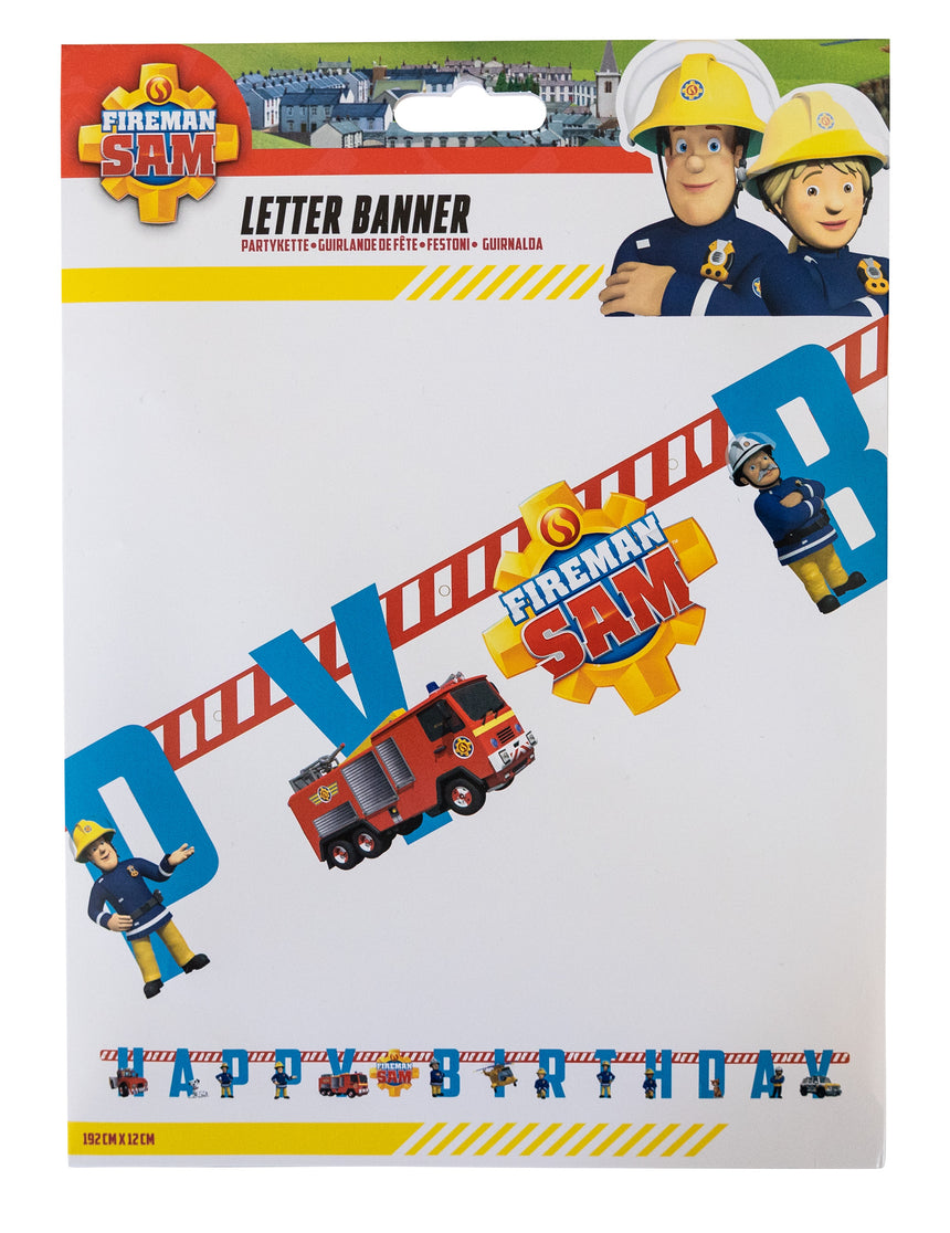Guirlande Happy Birthday en papier Sam le Pompier 180 cm