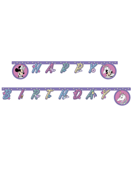 Guirlande Happy Birthday Minnie et la licorne 2 m
