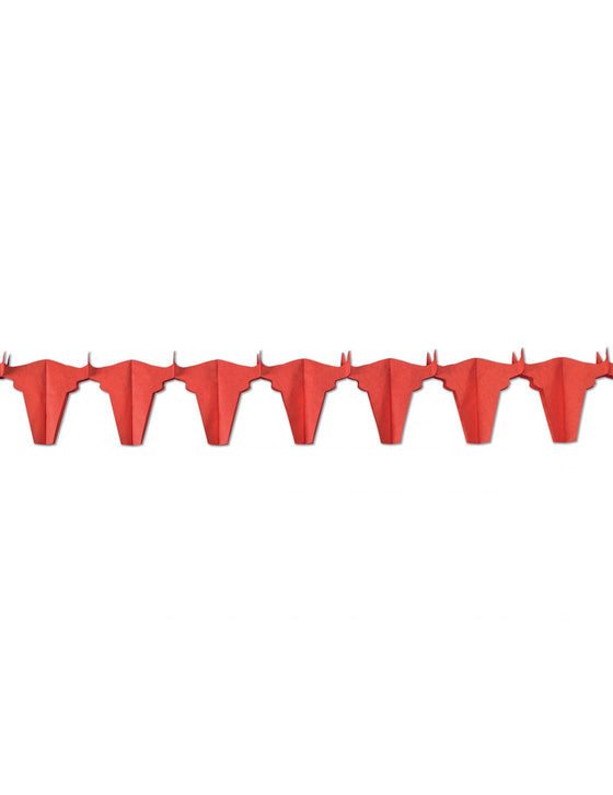 Guirlande papier ignifugé taureau rouge 4.5 m