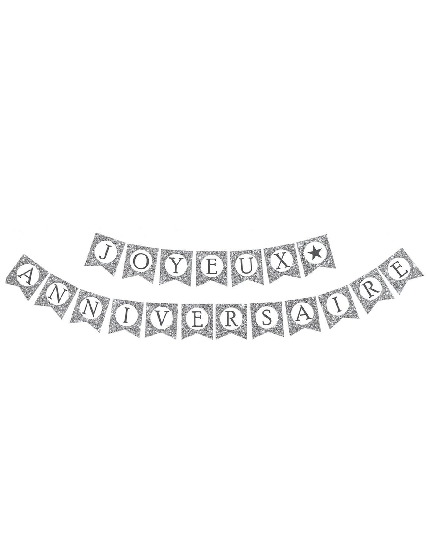 Guirlande Joyeux Anniversaire argent pailletée