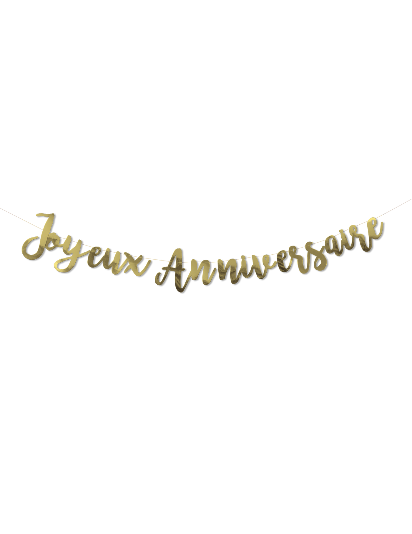 Guirlande Joyeux Anniversaire métallisée dorée 1,80 m