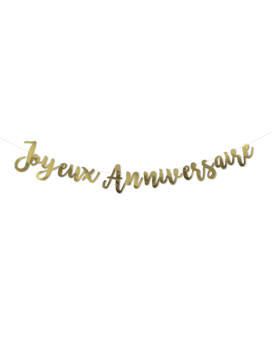 Guirlande Joyeux Anniversaire métallisée dorée 1,80 m