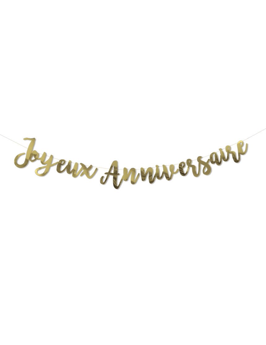 Guirlande Joyeux Anniversaire métallisée dorée 1,80 m