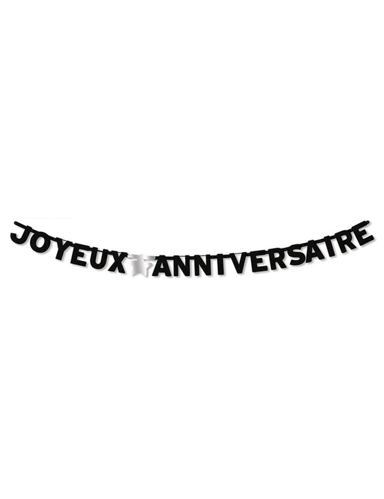 Guirlande Joyeux Anniversaire noire 280 cm