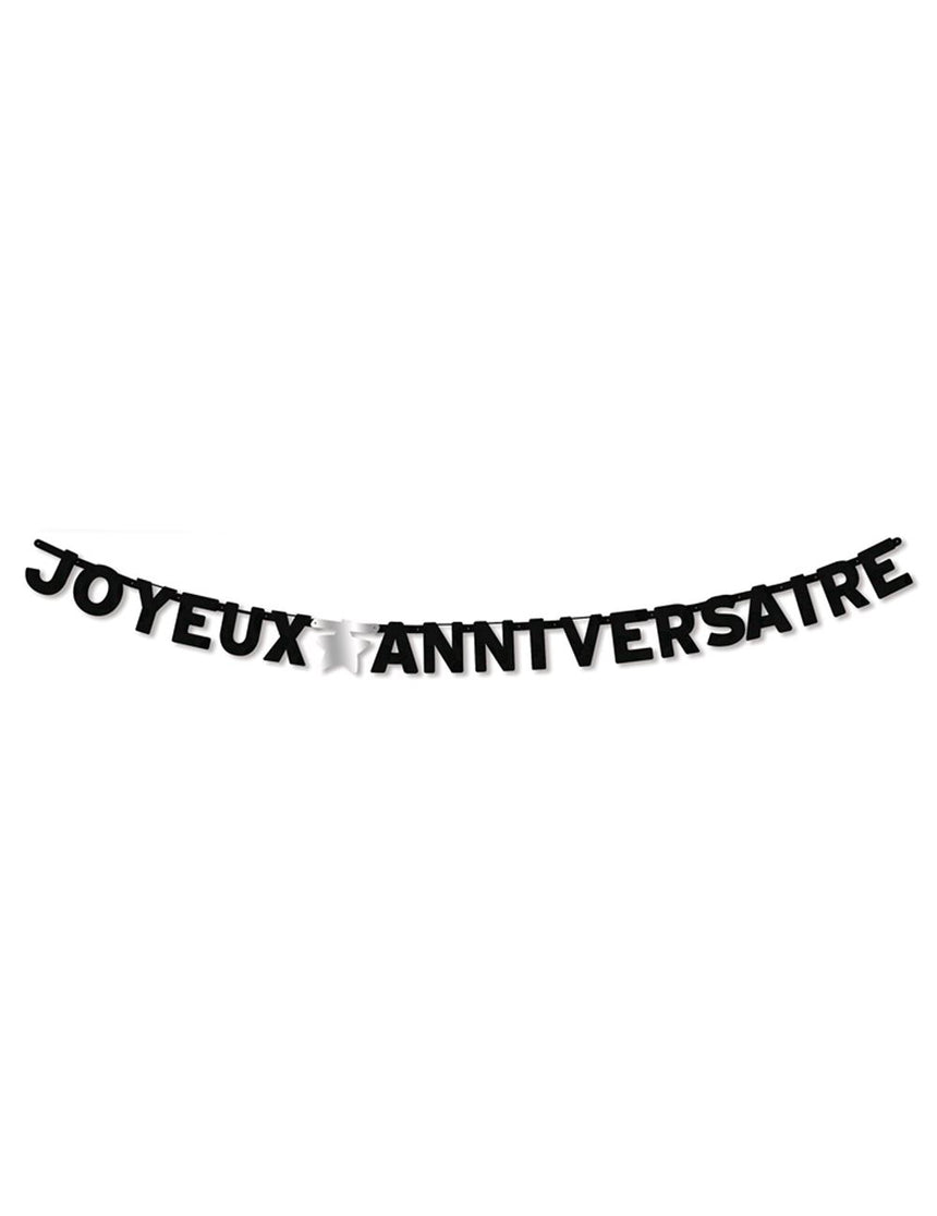 Guirlande Joyeux Anniversaire noire 280 cm