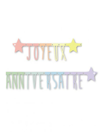 Guirlande articulée Joyeux anniversaire pastel 160 cm