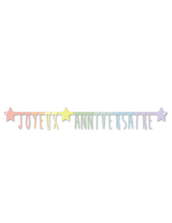 Guirlande articulée Joyeux anniversaire pastel 160 cm