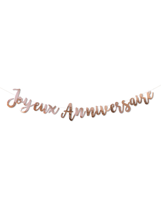 Guirlande Joyeux Anniversaire rose gold 1,80 m