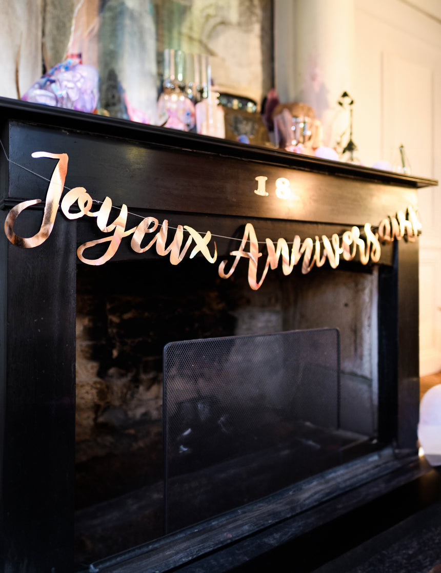 Guirlande Joyeux Anniversaire rose gold 1,80 m