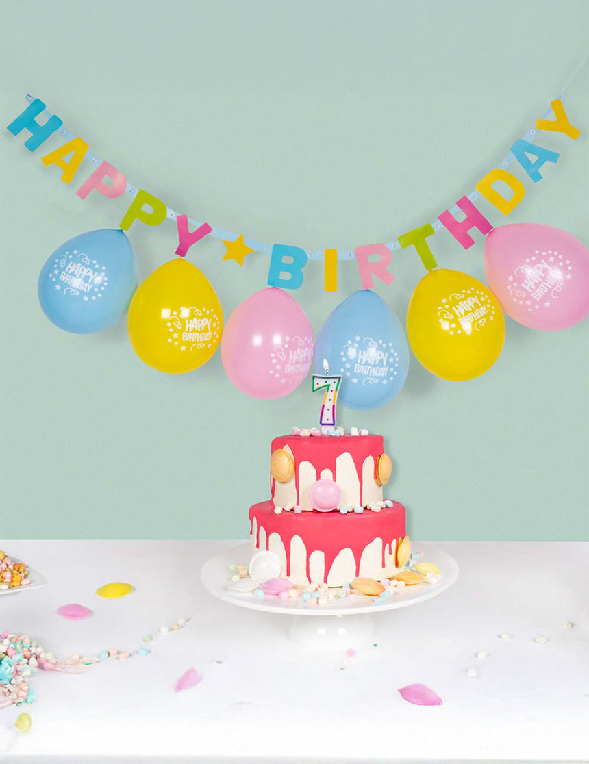 Guirlande lettres Happy Birthday en carton 150 cm