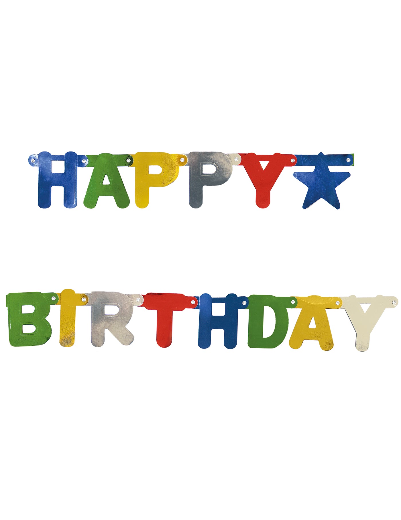 Guirlande métallisée happy birthday multicolore 1,56 m articulée