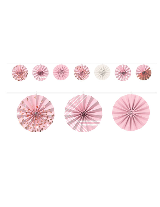 Guirlande minis rosaces en papier rose gold 3 m 65