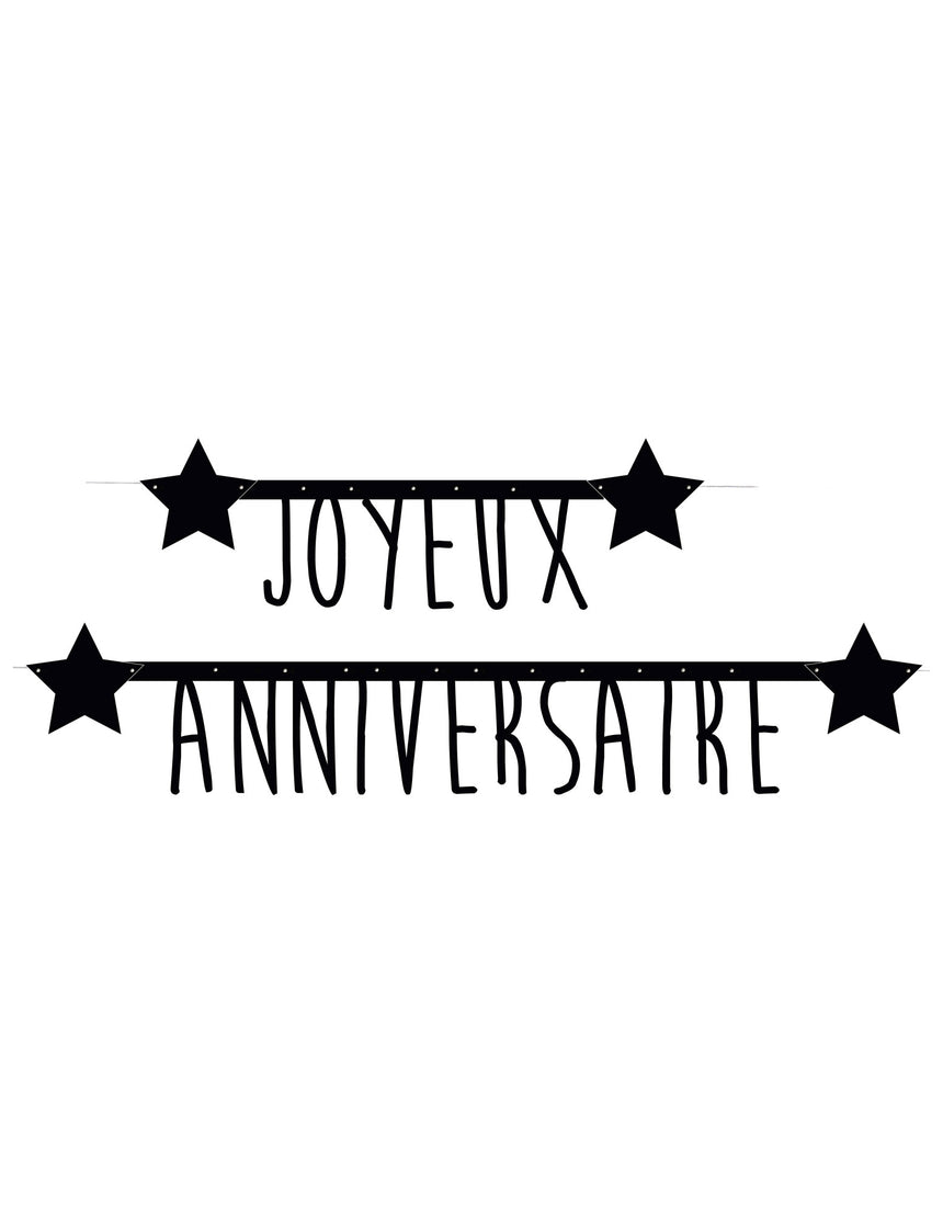 Guirlande noire Joyeux anniversaire 1,60 m