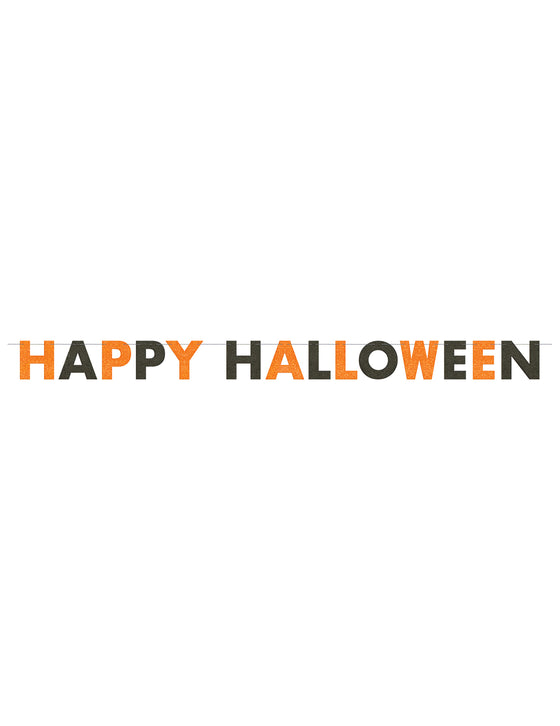Guirlande pailleté Happy Halloween orange et noire 2,74 m