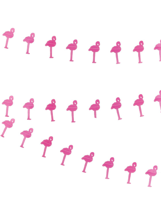 Guirlande petits flamants roses en carton 3 m
