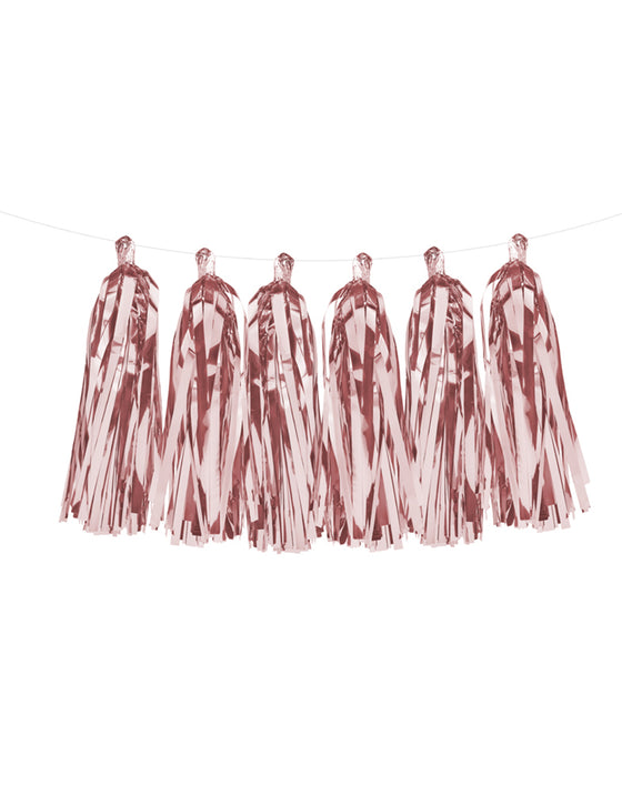 Guirlande tassel 12 pompons rose gold métallisé 1.5m