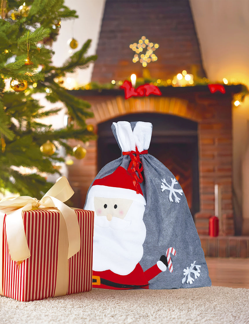 Hotte de Noël grise 50 x 60 cm