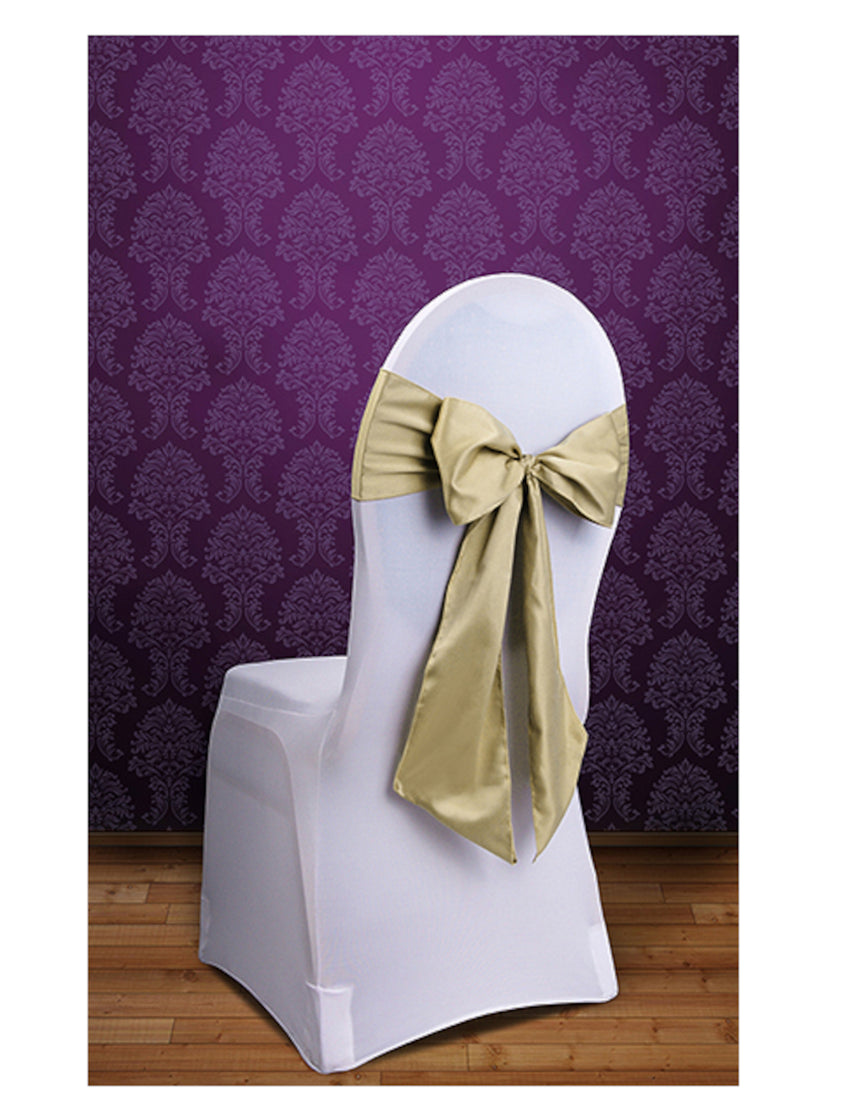 10 n?uds de chaise en satin doré 2,75 m x 15 cm pour mariage