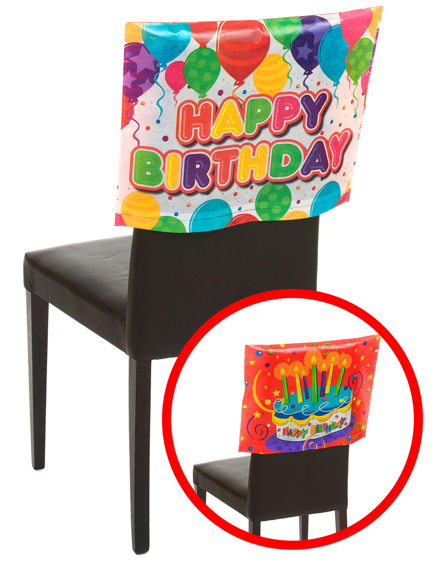 Housse de chaise happy birthday 38 x 48 cm en plastique