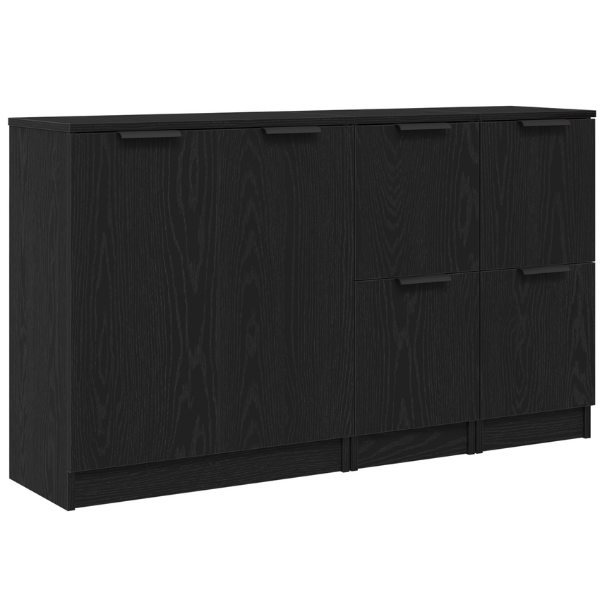 vidaXL Buffet 3 pcs Chêne noir Bois d'ingénierie