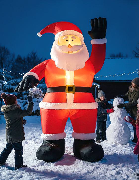 Décoration Père Noël géant gonflable et lumineux 244 cm