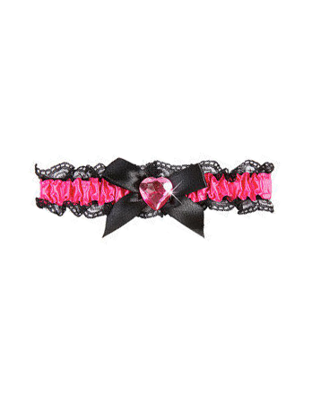 Jarretière en satin rose et noir femme