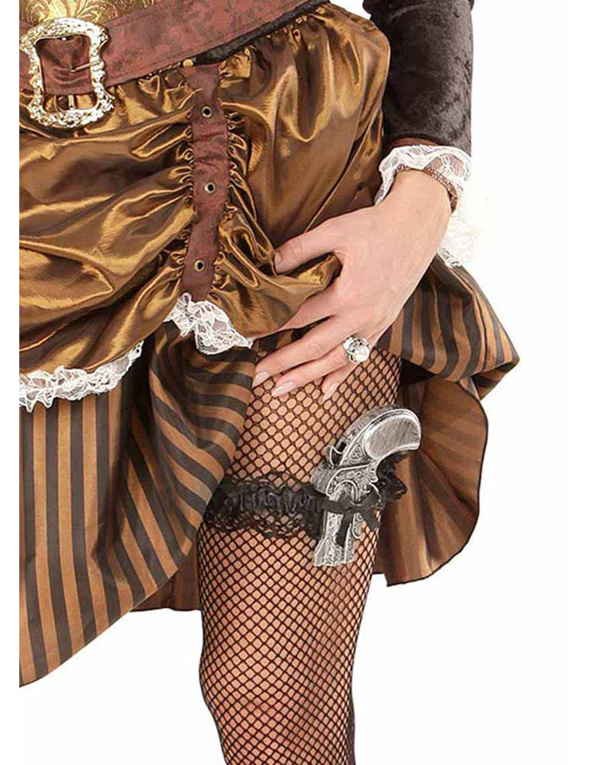 Jarretière noire avec pistolet femme