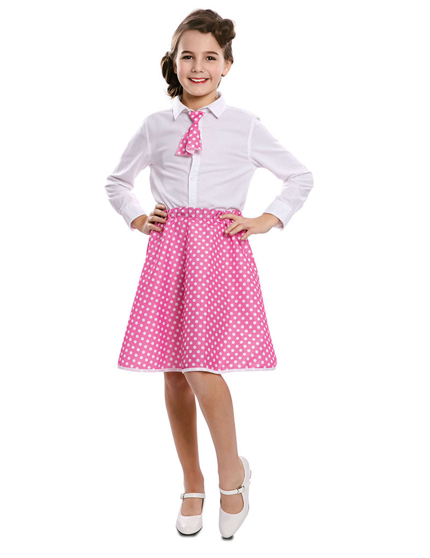 Jupe avec cravate pin-up rose fille
