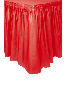 Jupe de table rouge en plastique adhésive 426 cm