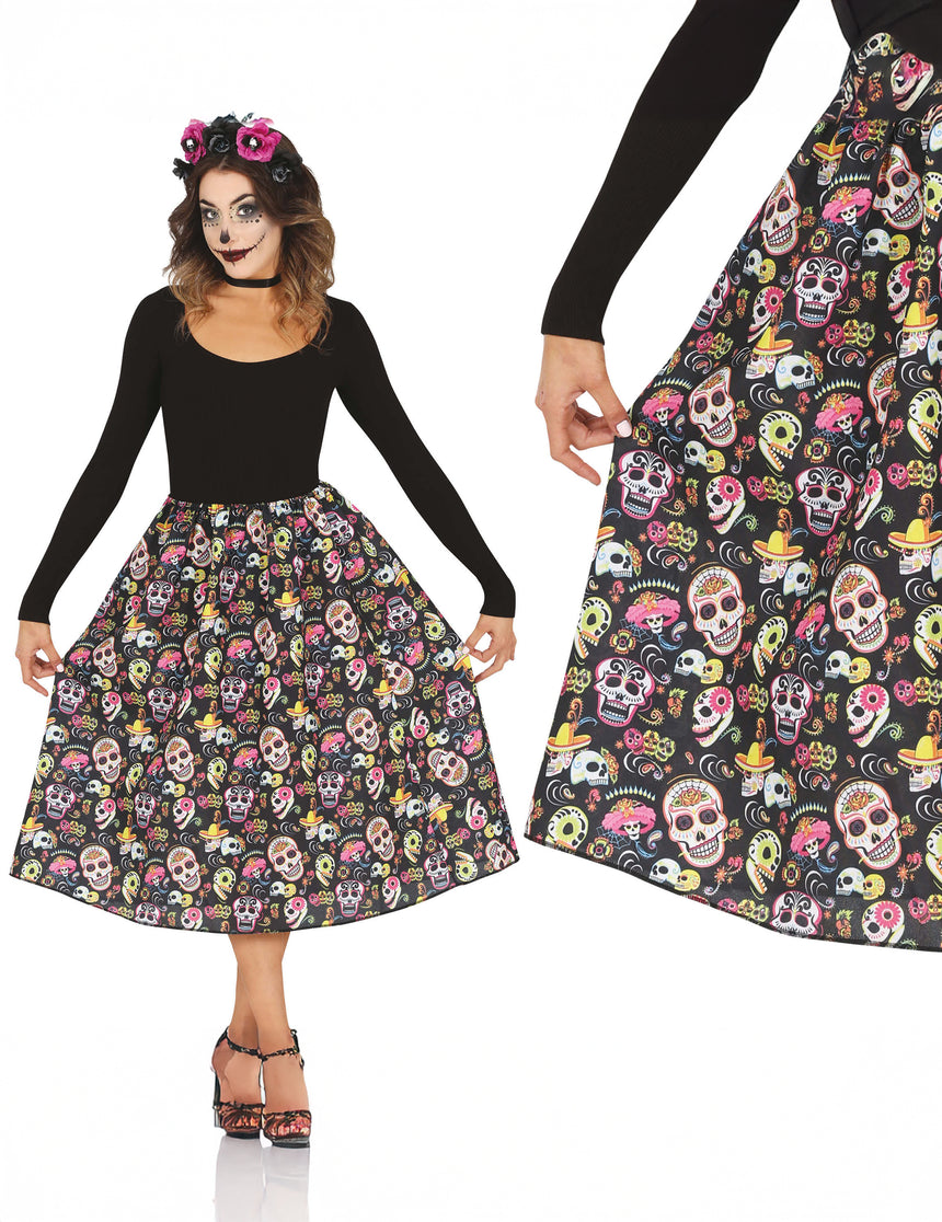 Jupe Dia de los muertos adulte