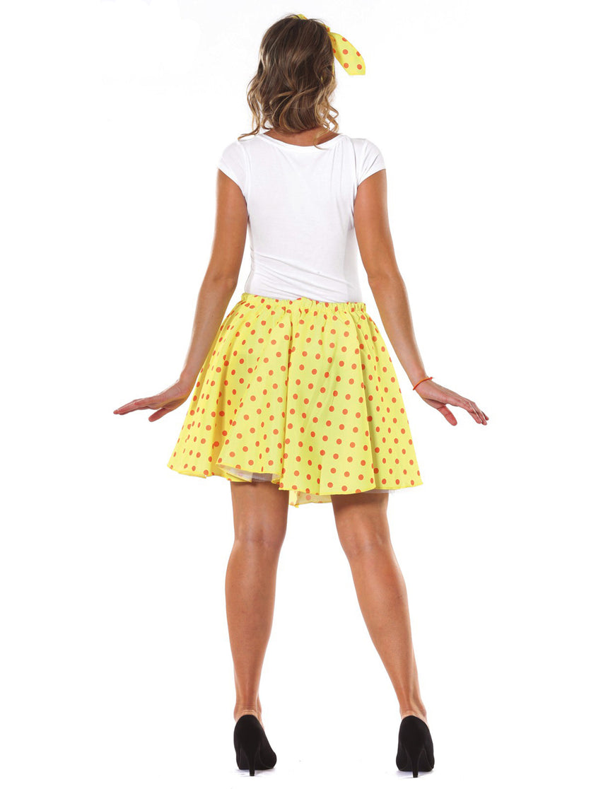 Jupe et foulard jaune à pois années 50 femme