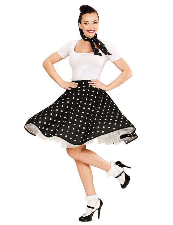 Jupe et foulard noirs à pois années 50 femme