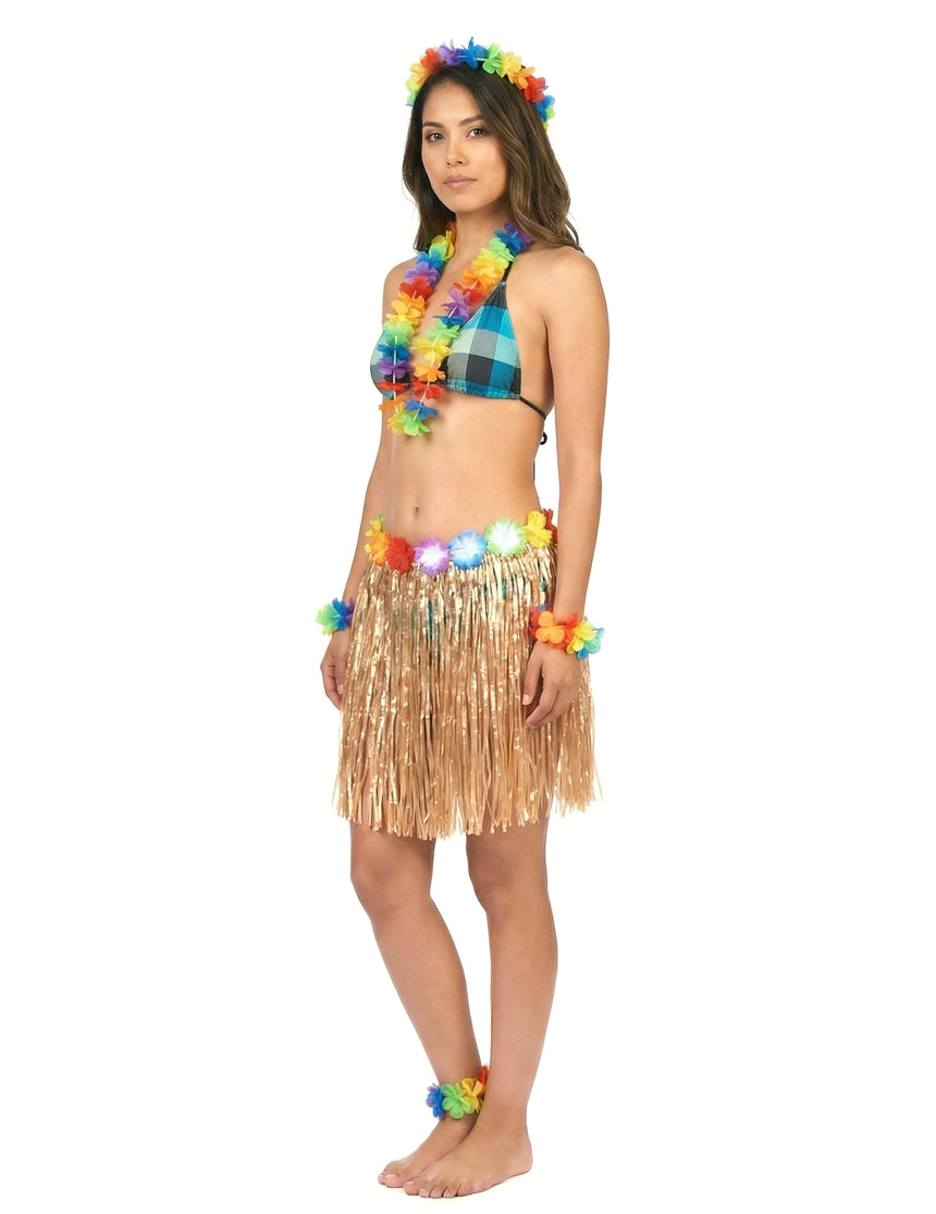 Jupe hawaïenne courte en plastique adulte